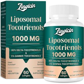 Vitamin E Tocotrienols - Liposomal Vitamin E Oil 1000mg, Highly Absorbable Delta Tocotrienol and Gamma Tocotrienol for Cardiovascular, Bone Health, and Antioxidant Support, 60 Softgels