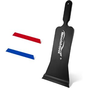 NEWISHTOOL Window Tint Tools Bulldozer Squeegee for Front/Back Rear Window Film Application, 1 Pc Long Handle Squeegee with Replaceable Blade and 2 PC Refills Rubber, Auto Flat Glass Tint Squeegee