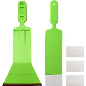 NEWISHTOOL Window Tint Tools Bulldozer Squeegee Kit, Black Bulldozer Squeegee & Scrubber Paddle Scraper with Spare Scouring Pads for Windshield Cleaning Window Film Installing, Long Handle Tint Tools