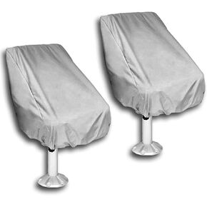 Marsrut 2 Pack Boat Cover, Outdoor Waterproof Pontoon Captain Boat Bench Chair Cover, Chair Protective Covers, Silver Grey
