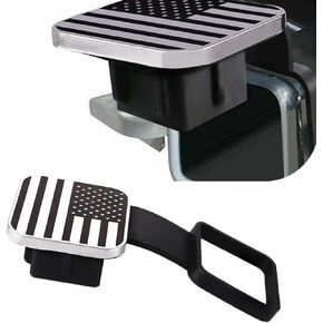 1 PC American Flag Trailer Hitch Cover, 2In x 2In Waterproof TPU Insert Trailer Receiver Protection, Universal Square Durable Vehicle Towing Hitch Tube Cover Plug for RVs Trucks SUVs (Black)