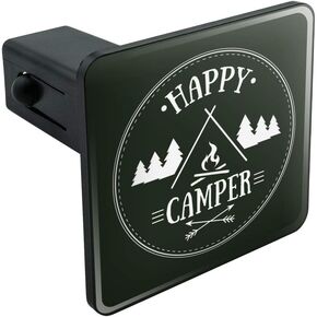 GRAPHICS & MORE Happy Camper with Campfire Tow Trailer Hitch Cover Plug Insert 1 1/4 inch (1.25")