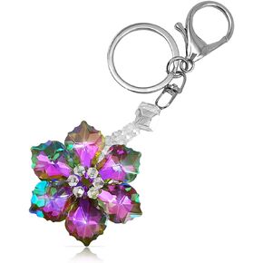 Crystal Glass Flower Bling Keyring, Multi-Color Art Crystals Gemstone Aesthetic, Car Keychains for Men and Women, Universal Auto Accessories, Family Gifts