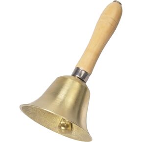 Hand Bell,5.9 Inch Hand Call Bell with Solid Brass Bell Wooden Handle Extra Loud Handbell Dinner Bell for Multi-Purpose for Weddings, Christmas, School, Service, Game, Animal