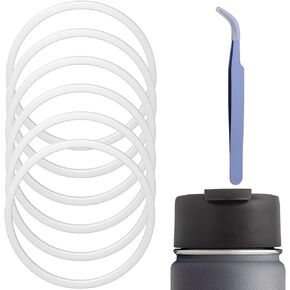 Ullnosoo Gasket Replacement for Hydro Flask Wide Mouth Flip Lid Cap, 6 PCS Silicone O Ring Leak Proof Seal for Hydroflask 2 inch with Tweezers, Easy to Install