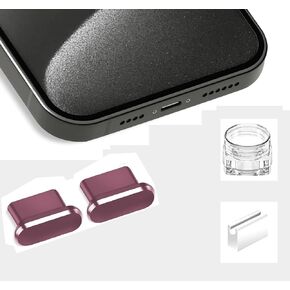Mizi [2 Pack USB-C Metal Anti Dust Plug Cover, Protect Charging Port from Dust and Moist with Storage Box and Cable Clip Holder for iPhone 15, 15 Plus, 15 Pro, 15 Pro Max - Titanium