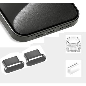 Mizi [2 Pack USB-C Metal Anti Dust Plug Cover, Protect Charging Port from Dust and Moist with Storage Box and Cable Clip Holder for iPhone 15, 15 Plus, 15 Pro, 15 Pro Max - Titanium