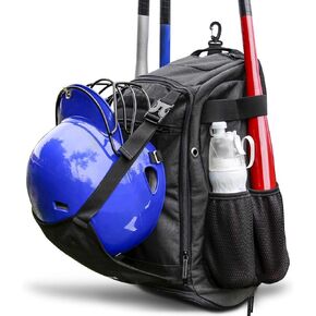 ZOEA Baseball Bat Bag Backpack, T-Ball & Softball Equipment & Gear for Youth and Adults, Large Capacity Holds 4 Bats, Helmet, Gloves, Cleats,Shoes Compartment & Helmet Holder