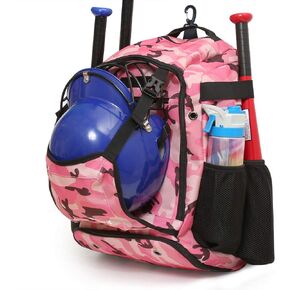 ZOEA Baseball Bat Bag Backpack, T-Ball & Softball Equipment & Gear for Youth and Adults, Large Capacity Holds 4 Bats, Helmet, Gloves, Cleats,Shoes Compartment & Helmet Holder