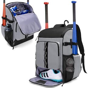 GOBUROS Baseball Backpack Holds Up to 4 Bats, Softball Bat Bag with Separate Shoe Space and Multiple Pockets for Essentials