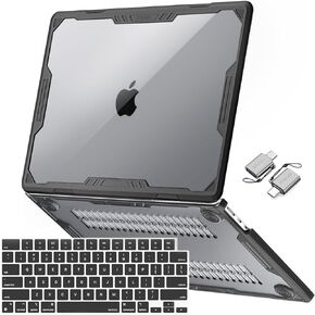 MOSISO Compatible with MacBook Air 13 inch Case 2024 2023 2022 M3 A3113 M2 A2681, Symmetric Geometric Heavy Duty Plastic Hard Case with TPU Bumper&Keyboard Skin&Type C for MacBook Air 13.6, Black