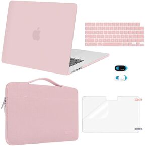 MOSISO Compatible with MacBook Air 15 inch Case 2024 2023 Release M3 A3114 M2 A2941 with Touch ID, Plastic Hard Shell&Carrying Sleeve Bag&Keyboard Cover&Webcam Cover&Screen Protector, Air Blue