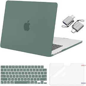 MOSISO Compatible with MacBook Air 15 inch Case 2023 2024 Release M3 A3114 M2 A2941 Liquid Retina Display Touch ID, Plastic Hard Shell Case&Keyboard Cover&Screen Protector&Type C Adapter, Black