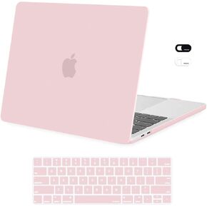 MOSISO Compatible with MacBook Pro 13 inch Case M2 2024, 2023, 2022-2016 A2338 M1 A2251 A2289 A2159 A1989 A1708 A1706, Plastic Hard Shell Case & Keyboard Cover Skin & Webcam Cover, Rose Quartz