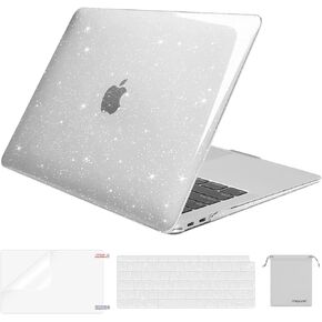 MOSISO Compatible with MacBook Air 13 inch Case 2022 2021 2020 2019 2018 Release A2337 M1 A2179 A1932 Retina Display, Glitter Plastic Hard Shell&Keyboard Cover&Screen Protector&Storage Bag,Transparent