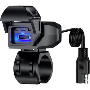 شاحن USB للدراجات النارية BATIGE SAE إلى USB محول USB C مقاوم للماء مع شاشة إضاءة LED، مفتاح تشغيل/إيقاف تلقائي، كابل 1.8 متر SAE لكاميرا الهاتف الذكي GPS in Kuwait