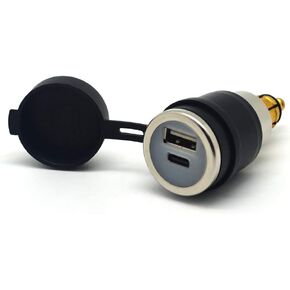 Cliff Top Motorcycle DIN USB Charger 4.6 Amp Motorcycle Power Adapter with DIN Hella Plug Compatible with BMW Triumph Tiger Ducati Motorcycle (Straight)