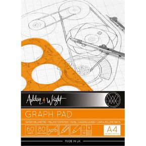 Ashton and Wright - لوحة رسم بياني شبكي - ورق 80 جرامًا للمتر المربع - 8.2 بوصة × 11.6 بوصة - 60 ورقة