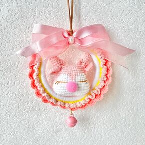 JOMODECOR Hanging Handmade Crochet Ornament, Window Decoration, Backpack Car Charm Hanging Pendant, Home Indoor Room Decor Accessories, Gift to Girls, Women (Pink)