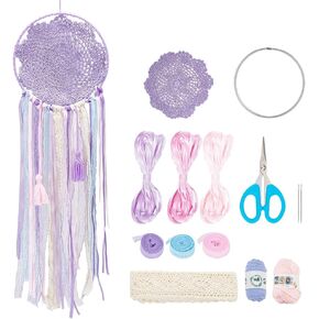 DIY Purple Mandala Dream Catcher Kit Make Your Own Dreamcatcher Kit Lace Ribbon Dream Catcher Flower Dreamcatcher Wall Hanging Kit with Instruction for Bedroom Wall Decor Nursery Room