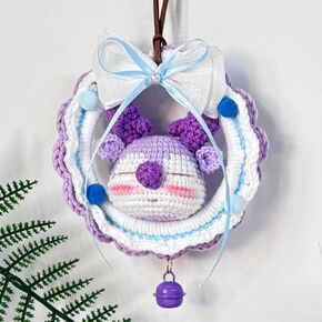 JOMODECOR Hanging Handmade Crochet Ornament, Window Decoration, Backpack Car Charm Hanging Pendant, Home Indoor Room Decor Accessories, Gift to Girls, Women (Purple)