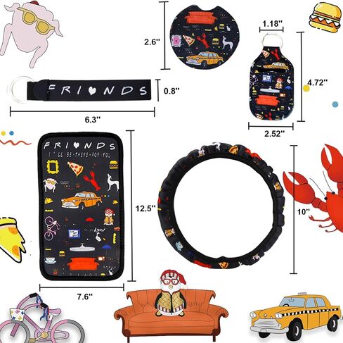 12PCS Car Accessories Set,Funny TV Show Merchandise,Car Seat Cover,Steering Wheel Cover,Universal for Auto Truck Van SUV in Saudi Arabia