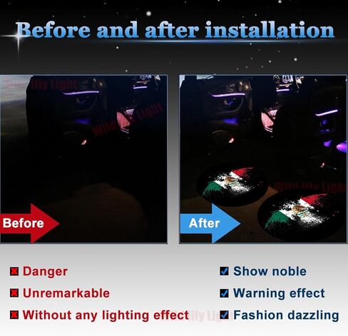 2 قطعة لشعار النسر المكسيكي أضواء باب السيارة شعار العارض، علم المكسيك مجاملة شبح الظل ترحيب الباب مصباح يناسب جميع السيارات (لMXG) in Kuwait