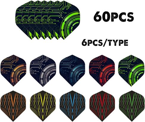 HERZWILD Dart Flights 90(15 Designs)/60(10 Designs) Pcs PET Dart Flights for Soft Tip Steel Tip Durable Dart Flights Standard Accessories in Saudi Arabia