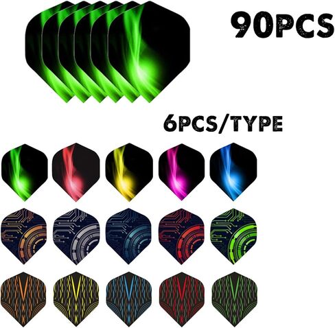 HERZWILD Dart Flights 90(15 Designs)/60(10 Designs) Pcs PET Dart Flights for Soft Tip Steel Tip Durable Dart Flights Standard Accessories in Kuwait