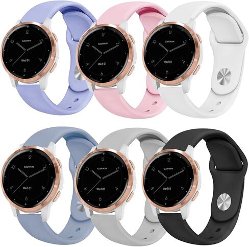 6 قطع من أحزمة ساعات السيليكون لـ Garmin Vivoactive 4S / Venu 3S / Venu 2S/ Vivomove 3S، حزام معصم بديل مقاوم للماء 18 مم سريع التحرير لـ Garmin Forerunner 255s/255s in Kuwait