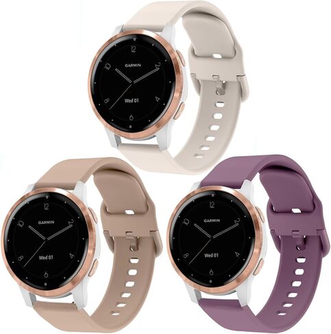 3Pack Watch Bands Compatible with Garmin Vivoactive 4S/ Venu 2S / Venu 3S/ Vivomove 3S, 18mm Soft Silicone Replacement Watch Band Wristband for Forerunner 255s/265s Women Men in Saudi Arabia