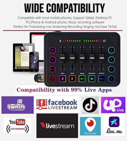 Podcast Equipment Bundle, 48V Condenser Microphone Bundle with F9 Sound Card, Podcast Microphone Recording Studio Package for Podcasting Live Streaming Singing PC Mobile TikTok YouTube in Kuwait