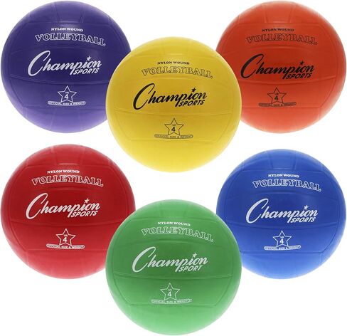 Champion Sports Rubber Volleyball, Official Size, for Indoor and Outdoor Use - Durable, Regulation Volleyballs for Beginners, Competitive, Recreational Play - Premium Volleyball Equipment - Assorted in Saudi Arabia