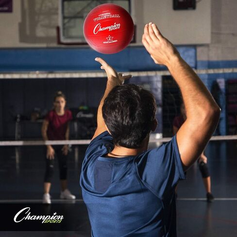 Champion Sports Rubber Volleyball, Official Size, for Indoor and Outdoor Use - Durable, Regulation Volleyballs for Beginners, Competitive, Recreational Play - Premium Volleyball Equipment - Assorted in Saudi Arabia