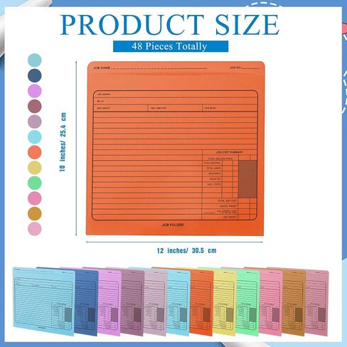 48 Pcs Job File Jackets Manila File Folder Letter Size 12 x 10 Inch Heavy Duty Employee File Folders for Office Business Work to Track Job Progress Project Calculating Cost in Saudi Arabia