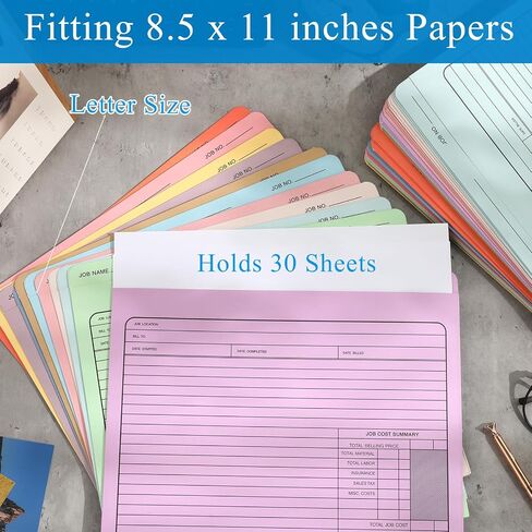 48 Pcs Job File Jackets Manila File Folder Letter Size 12 x 10 Inch Heavy Duty Employee File Folders for Office Business Work to Track Job Progress Project Calculating Cost in Saudi Arabia