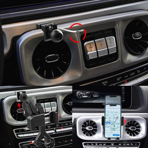 حامل هاتف بمشبك من الألومنيوم لسيارة Mercedes Benz G G-Class (2019-2024) AMG G63 G500 G55 W463 حامل هاتف بمشبك عربة، مع دوران 360 درجة متوافق مع iPhone وAndroid، وملحقات Mercedes Benz in Kuwait