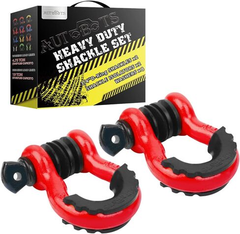 AUTOBOTS Shackles 3/4" (2 Pack), D Ring Shackle 45,000Ib Max Break Strength with 7/8" Pin & Isolator Washers Heavy Duty Clevis Tow Shackle for Tow Strap Jeep Vehicle Off Road Recovery Black in Saudi Arabia