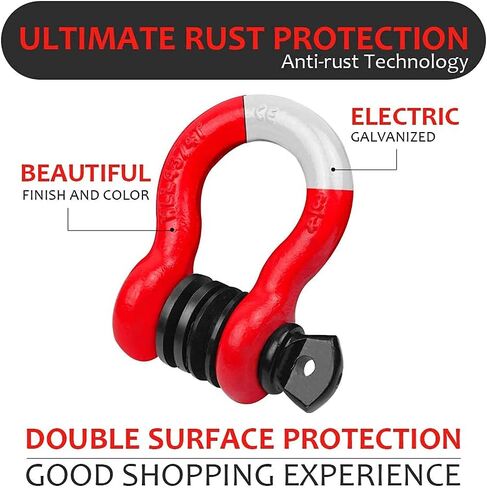 AUTOBOTS Shackles 3/4" (2 Pack), D Ring Shackle 45,000Ib Max Break Strength with 7/8" Pin & Isolator Washers Heavy Duty Clevis Tow Shackle for Tow Strap Jeep Vehicle Off Road Recovery Black in Saudi Arabia
