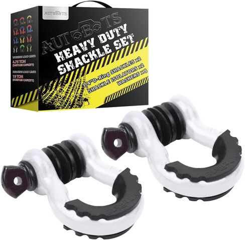 AUTOBOTS Shackles 3/4" (2 Pack), D Ring Shackle 45,000Ib Max Break Strength with 7/8" Pin & Isolator Washers Heavy Duty Clevis Tow Shackle for Tow Strap Jeep Vehicle Off Road Recovery Black in Saudi Arabia