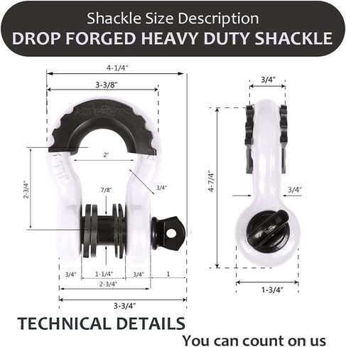 AUTOBOTS Shackles 3/4" (2 Pack), D Ring Shackle 45,000Ib Max Break Strength with 7/8" Pin & Isolator Washers Heavy Duty Clevis Tow Shackle for Tow Strap Jeep Vehicle Off Road Recovery Black in Saudi Arabia
