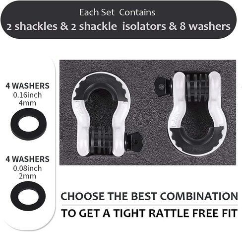 AUTOBOTS Shackles 3/4" (2 Pack), D Ring Shackle 45,000Ib Max Break Strength with 7/8" Pin & Isolator Washers Heavy Duty Clevis Tow Shackle for Tow Strap Jeep Vehicle Off Road Recovery Black in Saudi Arabia