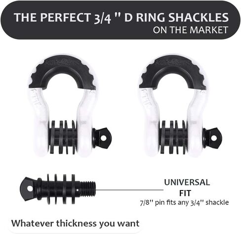 AUTOBOTS Shackles 3/4" (2 Pack), D Ring Shackle 45,000Ib Max Break Strength with 7/8" Pin & Isolator Washers Heavy Duty Clevis Tow Shackle for Tow Strap Jeep Vehicle Off Road Recovery Black in Saudi Arabia