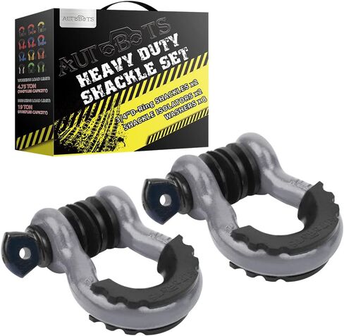 AUTOBOTS Shackles 3/4" (2 Pack), D Ring Shackle 45,000Ib Max Break Strength with 7/8" Pin & Isolator Washers Heavy Duty Clevis Tow Shackle for Tow Strap Jeep Vehicle Off Road Recovery Black in Saudi Arabia
