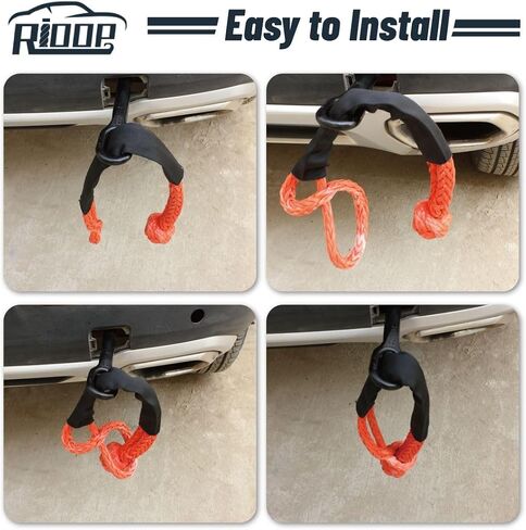 2 Pcs Soft Shackle 1/2 Inch X 24 Inch Synthetic Soft Shackle Recovery Kit 55000lbs Breaking Strength Off Road Towing Shackles for ATV, SUV, Trucks,4x4(Blue) in Saudi Arabia