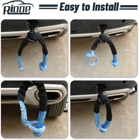 2 Pcs Soft Shackle 1/2 Inch X 24 Inch Synthetic Soft Shackle Recovery Kit 55000lbs Breaking Strength Off Road Towing Shackles for ATV, SUV, Trucks,4x4(Blue) in Saudi Arabia