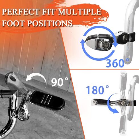 1.25" Highway Footpegs,Short Angled Adjustable Highway Pegs w/Mounts for Harley Touring Street Glide Electra Glide Road King Softail CVO Dyna Trike VRSC Sportster w/1-1/4" Engine Guard,Black#2 in Saudi Arabia