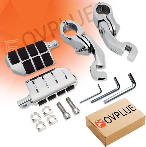 1.25" Highway Footpegs,Short Angled Adjustable Highway Pegs w/Mounts for Harley Touring Street Glide Electra Glide Road King Softail CVO Dyna Trike VRSC Sportster w/1-1/4" Engine Guard,Black#2 in Saudi Arabia
