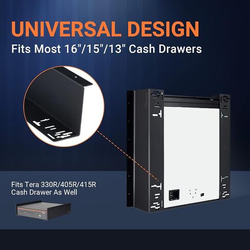 Tera Universal Under Counter Mounting Brackets for Cash Drawer 13" 14" 15" 16" Easy Installation Heavy Duty Metal Steel Bracket with Screws for Small Business Under Desk Cabinet Fits Most Cash Drawers in Saudi Arabia
