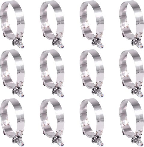 Hilitchi 12Pcs Stainless Steel T-Bolt Clamps with Rounded Band Edges Heavy Duty Turbo Intake Intercooler Clamp (38-43MM) for 1 3/16 Inch Hose in Saudi Arabia